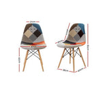 ARTISS RETRO FABRIC TIMBER SET OF 4 DINING CHAIRS - MULTI COLORED