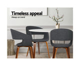 SET OF 2 FABRIC TIMBER DINING CHAIR - CHARCOAL