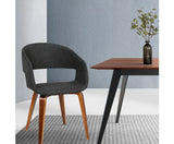 SET OF 2 FABRIC TIMBER DINING CHAIR - CHARCOAL