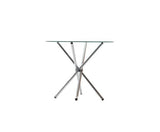 LUX ROUND GLASS DINING TABLE - SILVER