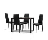 ARTISSS 5 PIECE DINING TABLE AND CHAIR SET - BLACK