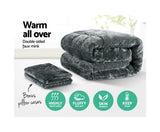 GISELLE PLUSH MINK THROW COMFORTER QUEEN   - CHARCOAL