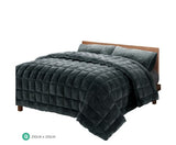 GISELLE PLUSH MINK THROW COMFORTER QUEEN   - CHARCOAL