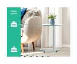 ARTISS 2 TIER ROUND LAMP COFFEE TABLE - GLASS