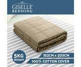 GISELLE 5KG COTTON WEIGHTED BLANKET - BROWN
