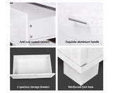 HIGH GLOSS 2 DRAWER BEDSIDE TABLE - WHITE