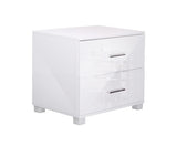 HIGH GLOSS 2 DRAWER BEDSIDE TABLE - WHITE