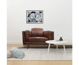 YORK 1 SEATER LEATHERETTE SOFA - BROWN